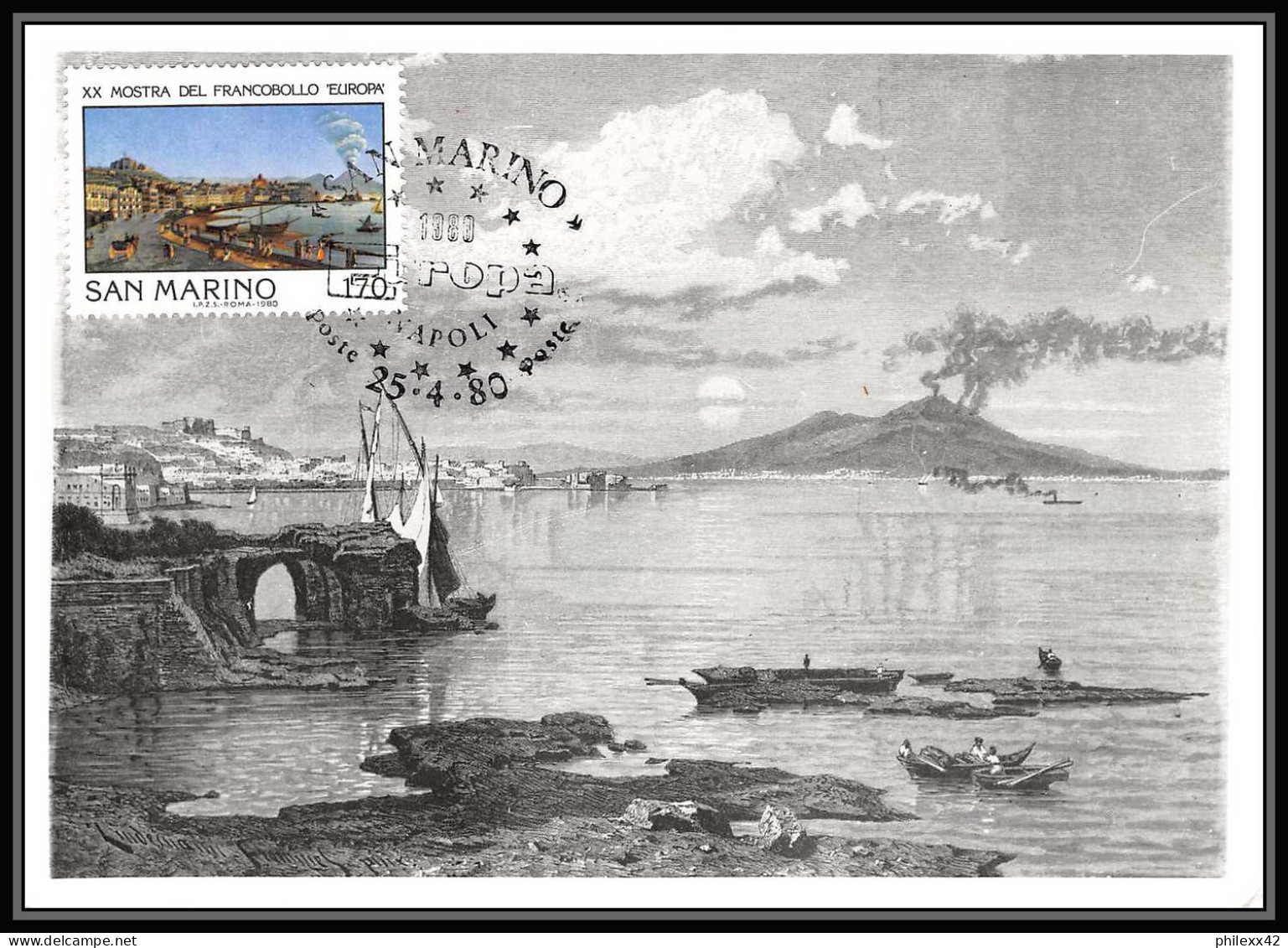 San Marin (san Marino) - Carte Maximum (card) 1899 Europa 1980 Napoli E Il Vesuvio - Brieven En Documenten