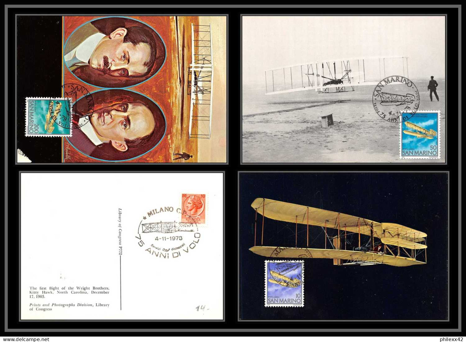 San Marin (san Marino) - Carte Maximum (card) 1903 Mi N°165/167 Posta Aerea 1978 The First Flight Of The Wright Brothers - Briefe U. Dokumente