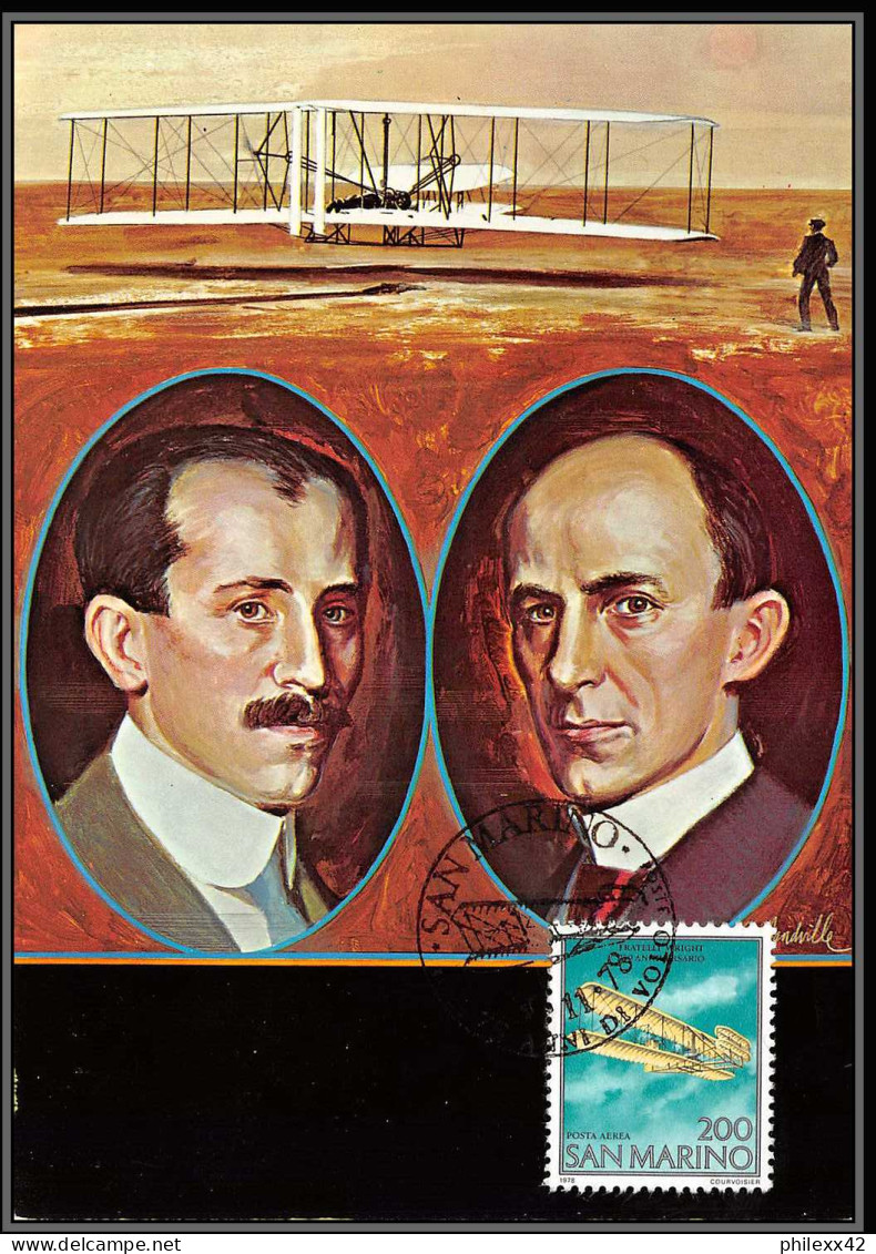 San Marin (san Marino) - Carte Maximum (card) 1903 Mi N°165/167 Posta Aerea 1978 The First Flight Of The Wright Brothers - Covers & Documents