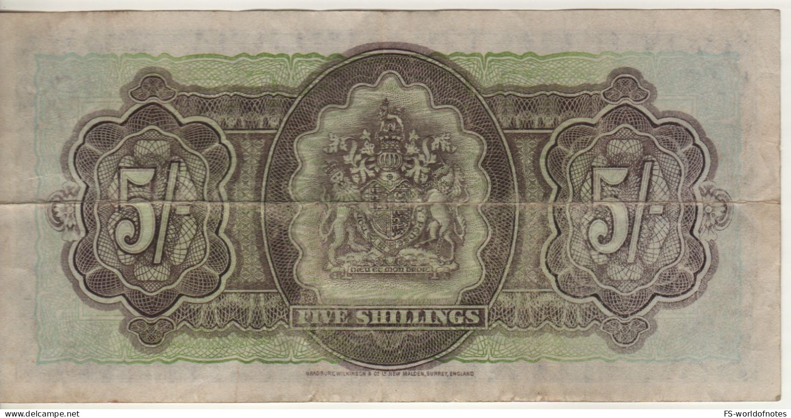 BERMUDA   5  Shillings      P18b      Queen Elizabeth II - Hamilton Harbour    Dated 1st May  1957 - Bermuda