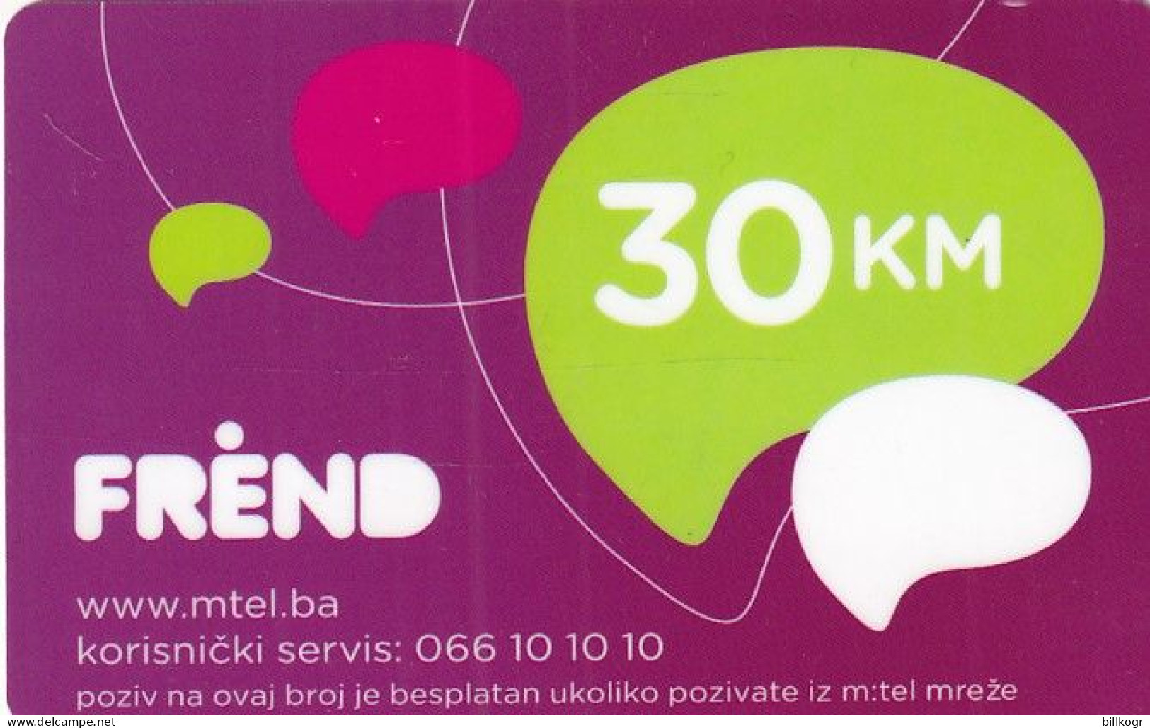BOSNIA - Frend Prepaid Card 30 KM, Exp.date 31/07/24, Used - Bosnie