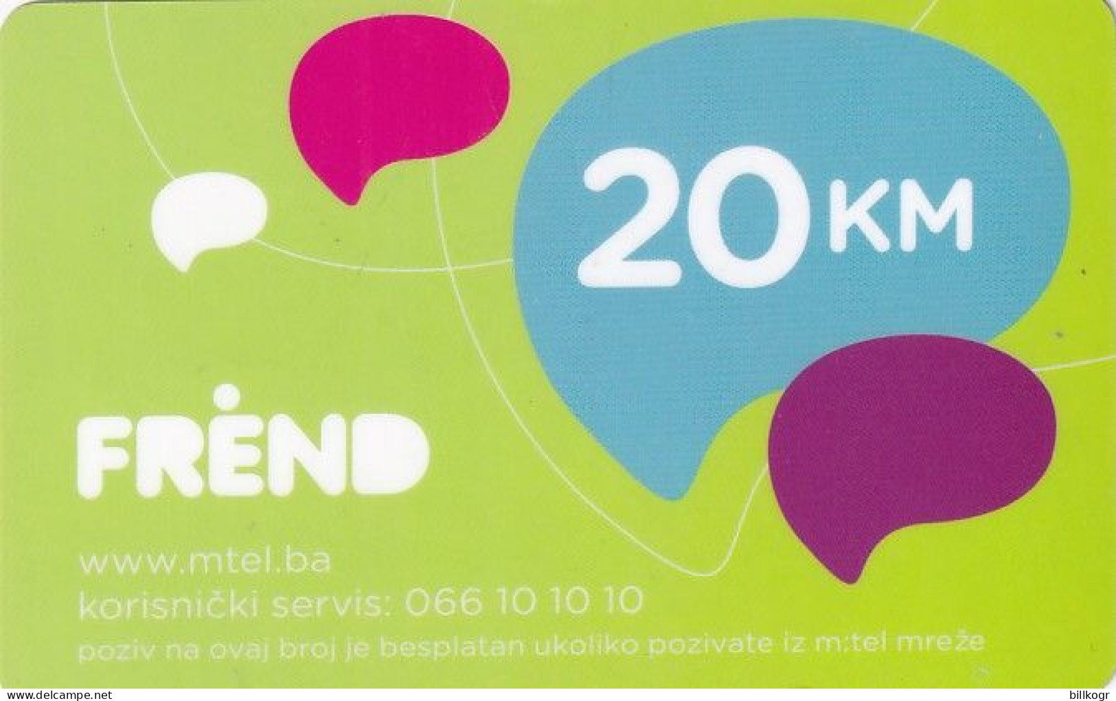 BOSNIA - Frend Prepaid Card 20 KM, Exp.date 31/07/24, Used - Bosnia