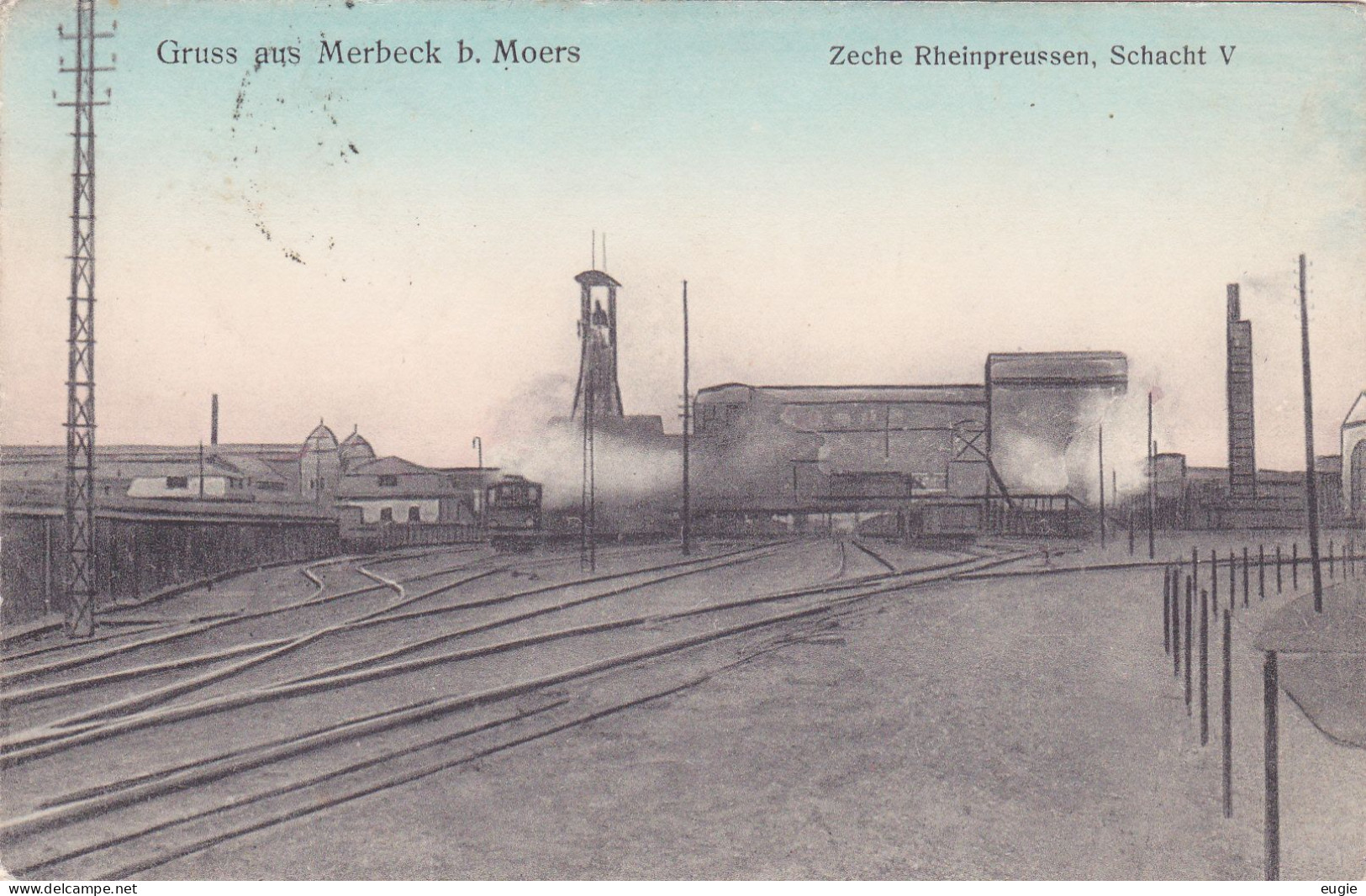 2992/ Gruss Aus Merbeck B. Moers, Zeche Rheinpreussen, Schacaht V 1914 - Mörs