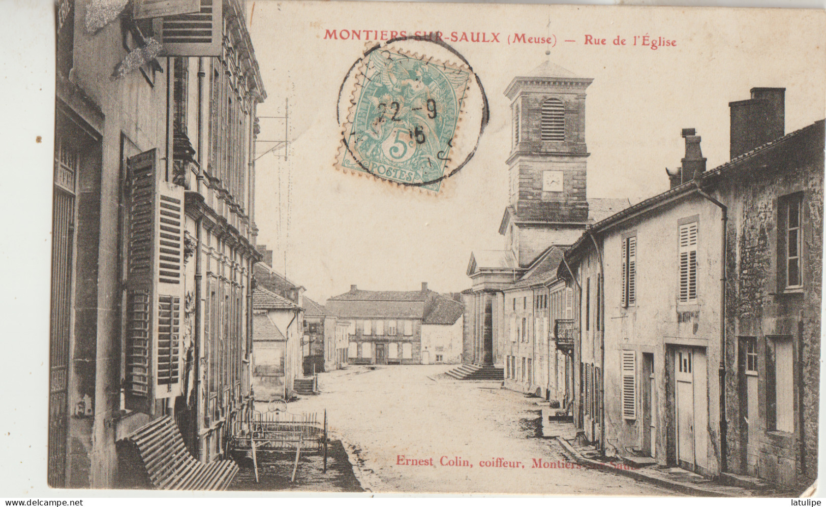 Montiers Sur Saulx  55 Carte Timbrée  La Rue De L'Eglise - Montiers Sur Saulx