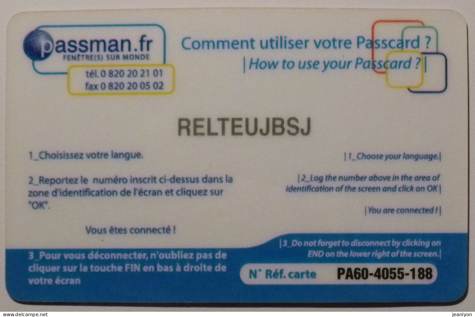 CAMPING FREJUS / LA PIERRE VERTE - WEB PASS - PASSMAN - Carte Accès Web / Internet - 60 UNITES - Carte Utilisée - Other & Unclassified