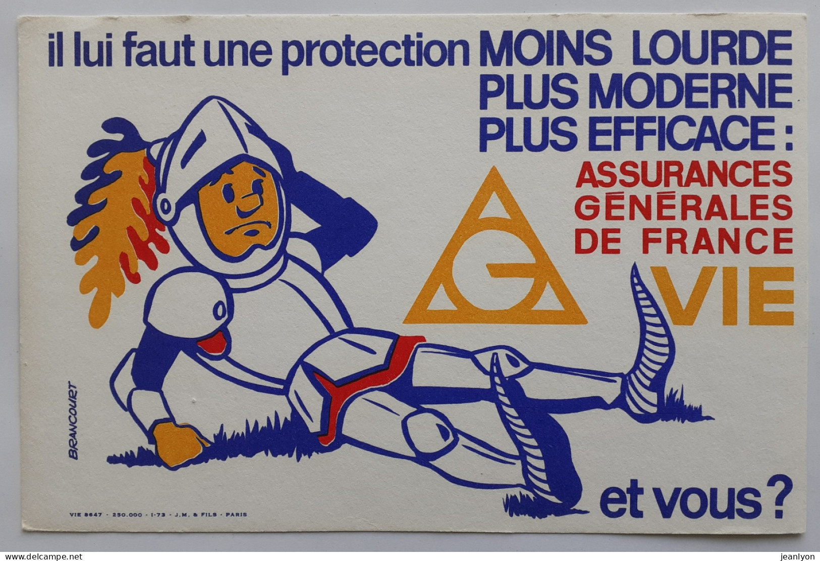 HOMME ARMURE / Protection - Buvard Publicitaire ASSURANCE GENERALE DE FRANCE VIE - Bank & Versicherung