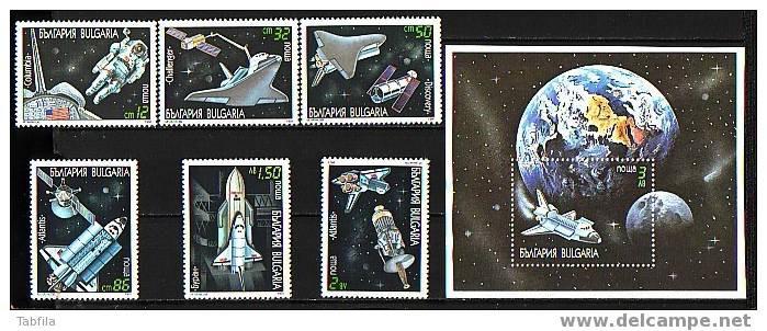 BULGARIA - 1991 - Conquete De L'espase Navettes Spatiale 6v + Bl.** - Neufs