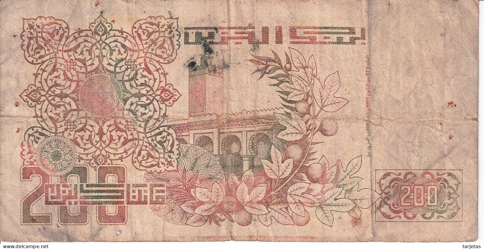 BILLETE DE ARGELIA DE 200 DINARS DEL AÑO 1992 (BANKNOTE) - Algeria