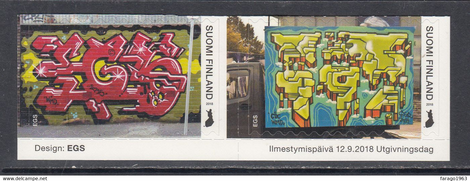 2018 Finland Street Art Complete Pair  MNH @ BELOW FACE VALUE - Unused Stamps