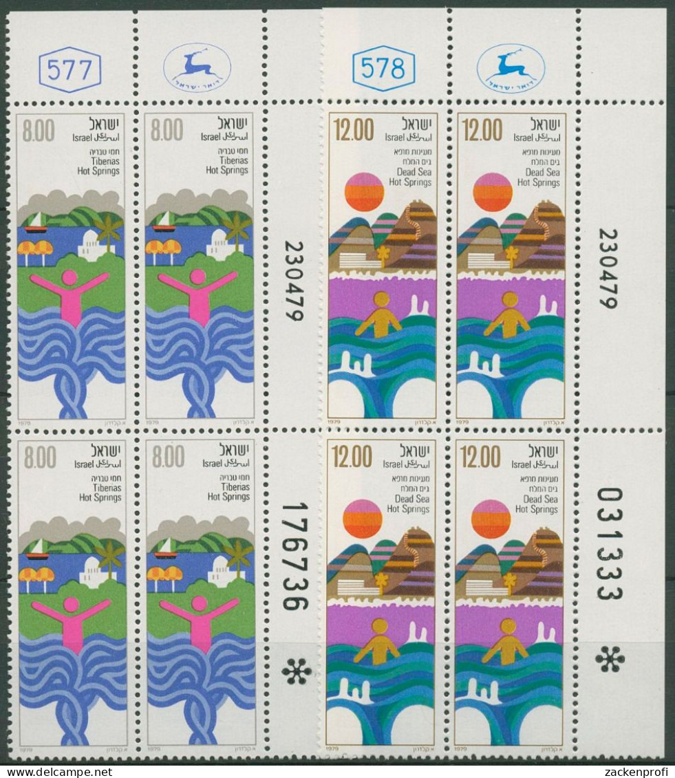 Israel 1979 Kurorte Heiße Quellen 802/03 Plattenblock Postfrisch (C61747) - Unused Stamps (without Tabs)