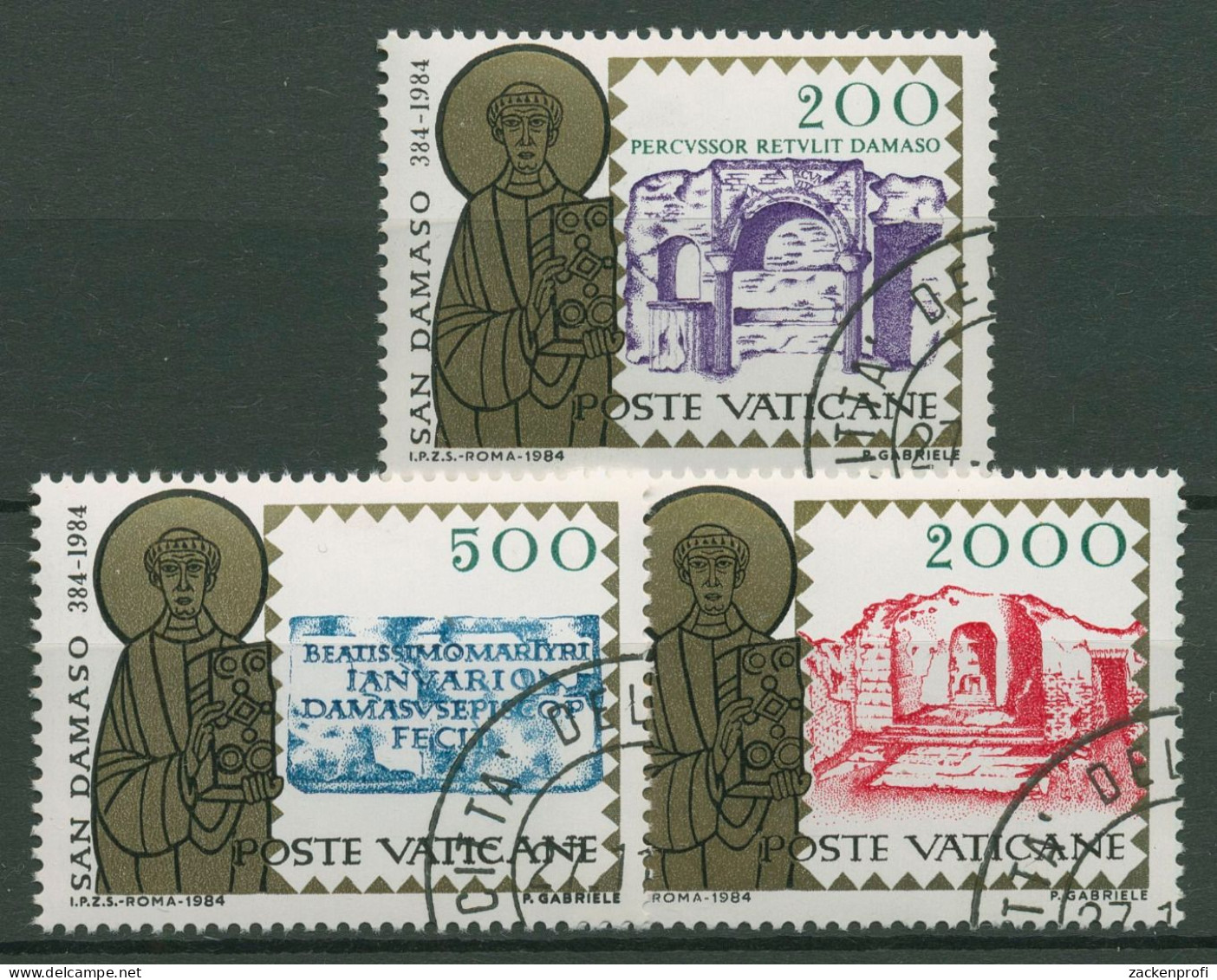 Vatikan 1984 Papst Damasus I. 864/66 Gestempelt - Used Stamps