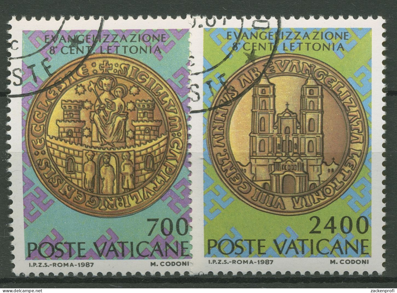 Vatikan 1987 Christianisierung Lettlands Kirche Siegel 911/12 Gestempelt - Oblitérés