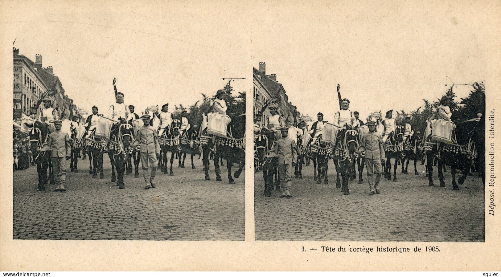 Stereo, Cortège Historique 1905,25 CPA