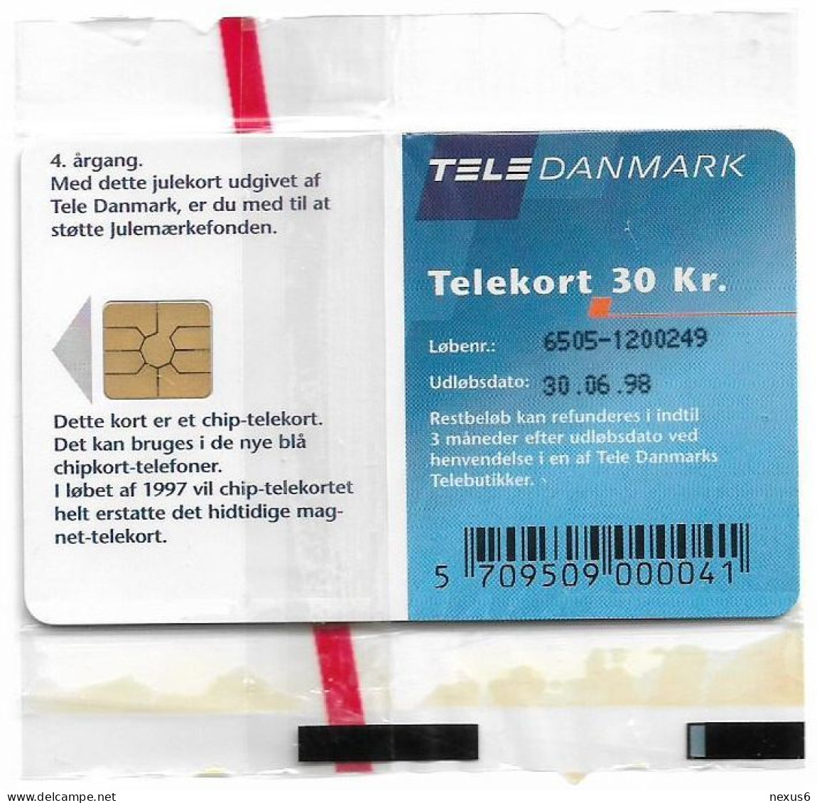 Denmark - Tele Danmark (chip) - Christmas 1996 - TDS012 - 10.1996, 30kr, 40.000ex, NSB - Denmark