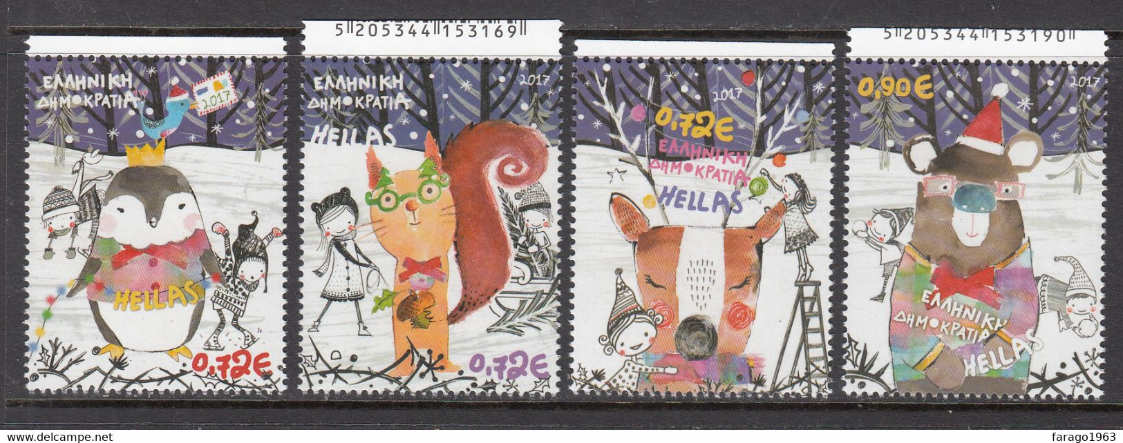 2017 Greece Christmas Noel Navidad Complete Set Of 4 MNH @ BELOW FACE VALUE - Neufs