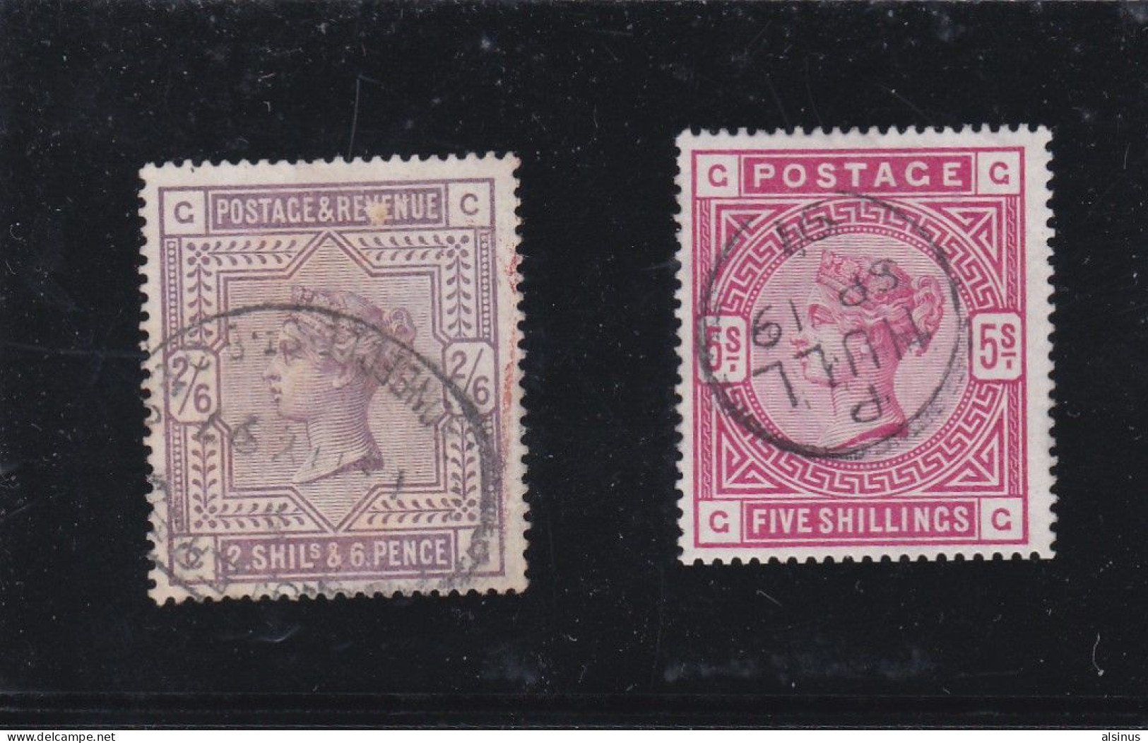 GRANDE BRETAGNE - 1883/84 - VICTORIA - N° 86 & 87 - 2/6 VIOLET - 5 S ROUGE - PAPIER BLANC -  OBLITERE - Unused Stamps