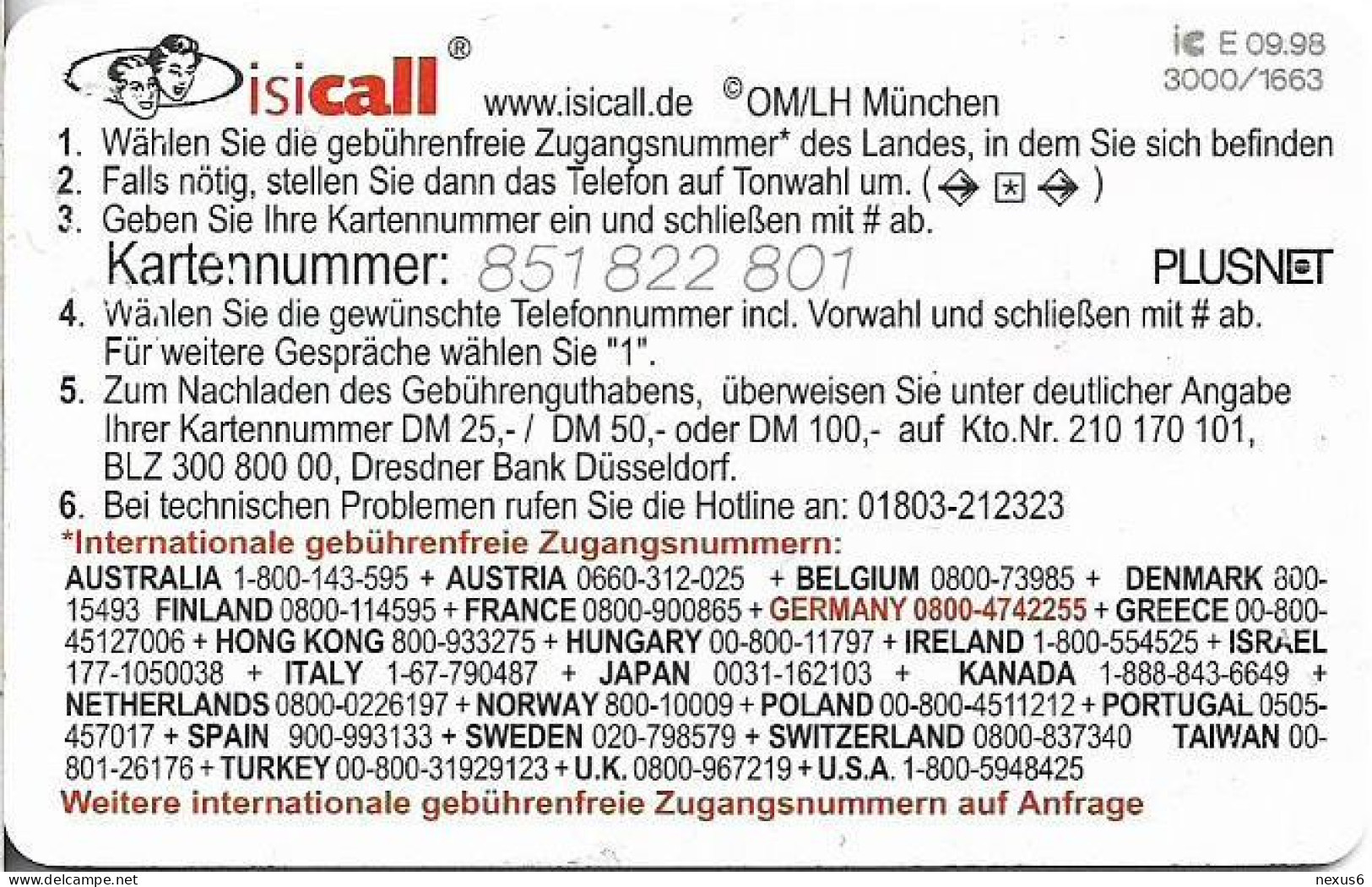 Germany - Isicall - Oktoberfest München 19, 09.1998, Remote Mem. 10DM, 3.000ex, Mint - GSM, Cartes Prepayées & Recharges