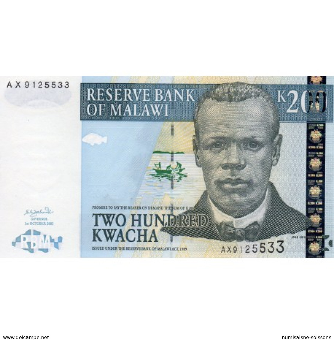 MALAWI - PICK 47 - 200 KWACHA - 01/10/2003 - Malawi