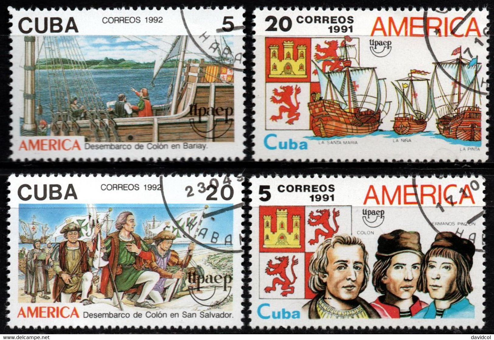 S038K - C U  B  A  , 1991-1992 - USED - UPAEP - DISCOVERY OF AMERICAN, 500TH ANNIVERSARY - Gebruikt