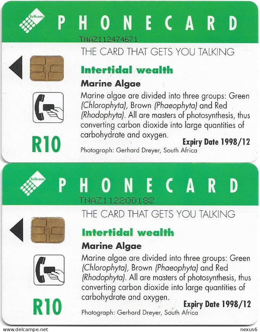 S. Africa - Telkom - Marine Algae, [2 CN (Short-Long) Variants], Chip Siemens S30, 1996, 10R, Both Used - Afrique Du Sud