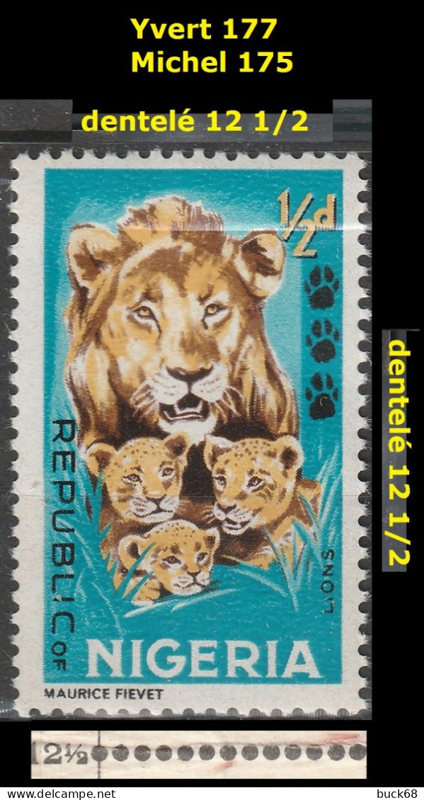 NIGERIA 177 ** MNH Lion Löwe Leo Fauve 1965 (2) - Nigeria (1961-...)