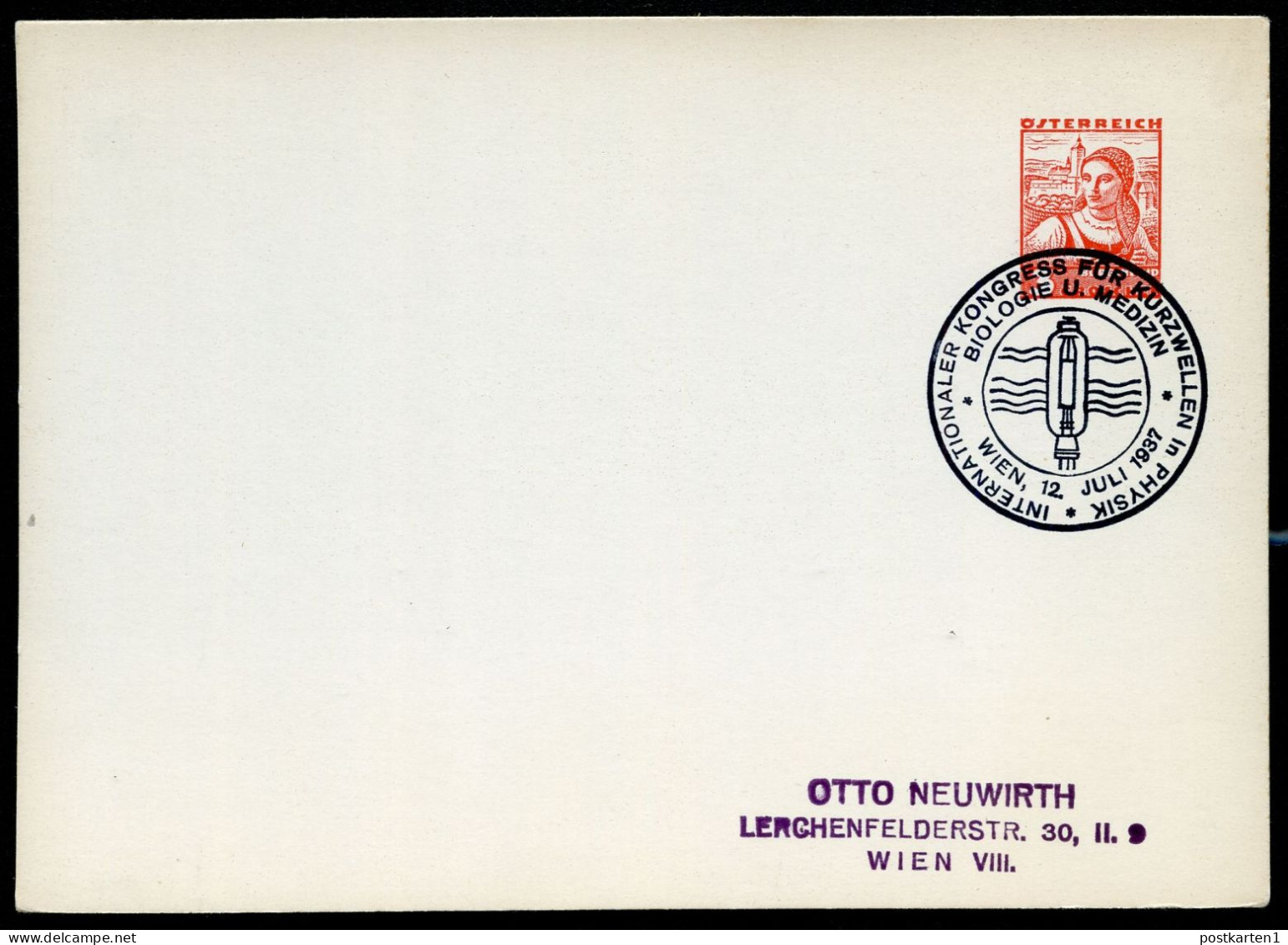 SHORT WAVES In Physics Biology Medicine Viena 1937 AUSTRIA STO Postal Card PP138 - Nature