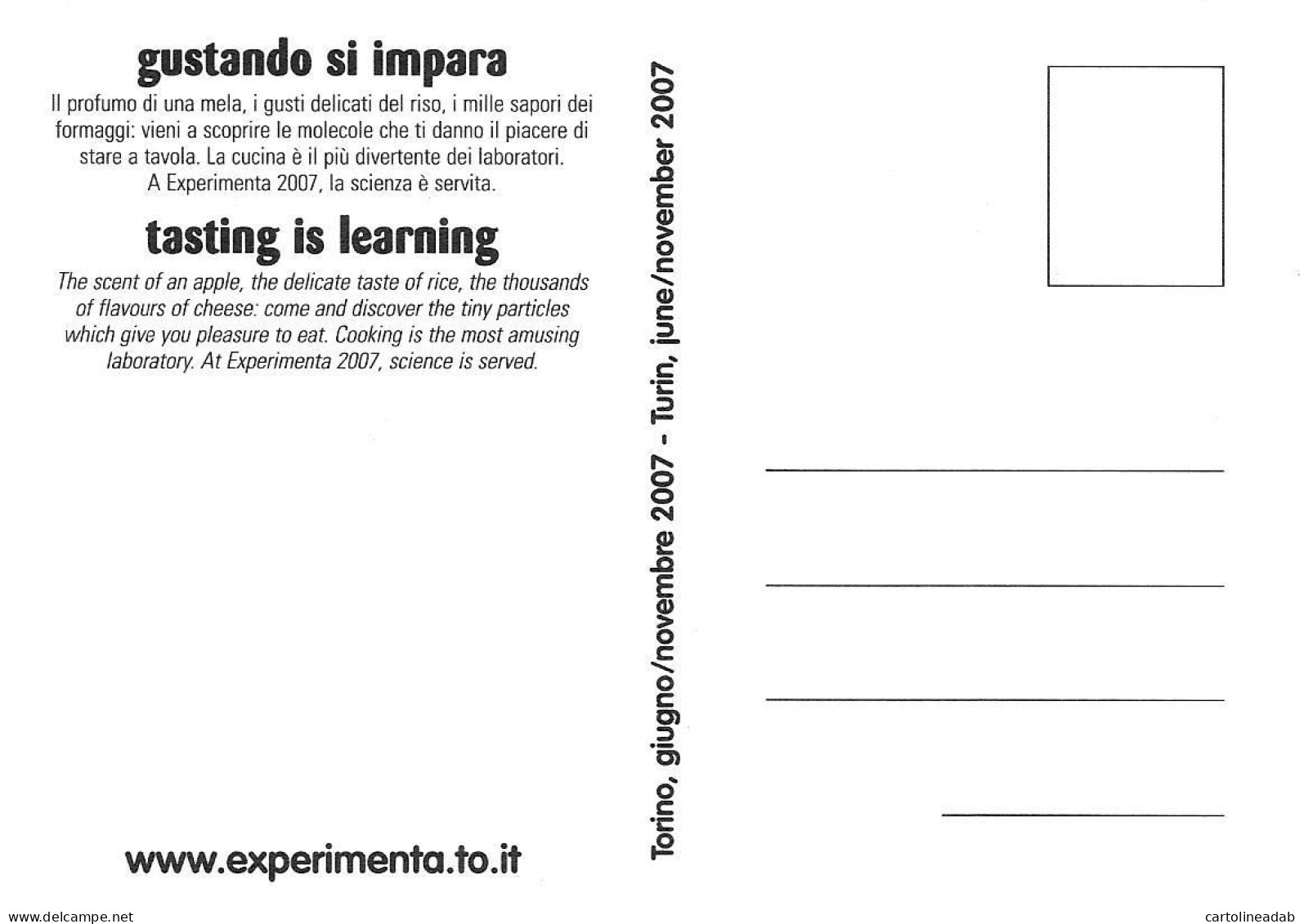 [MD8628] CPM - EXPERIMENTA 2007 - GUSTANDO SI IMPARA - TASTING IS LEARNING - PERFETTA - Non Viaggiata - Tentoonstellingen