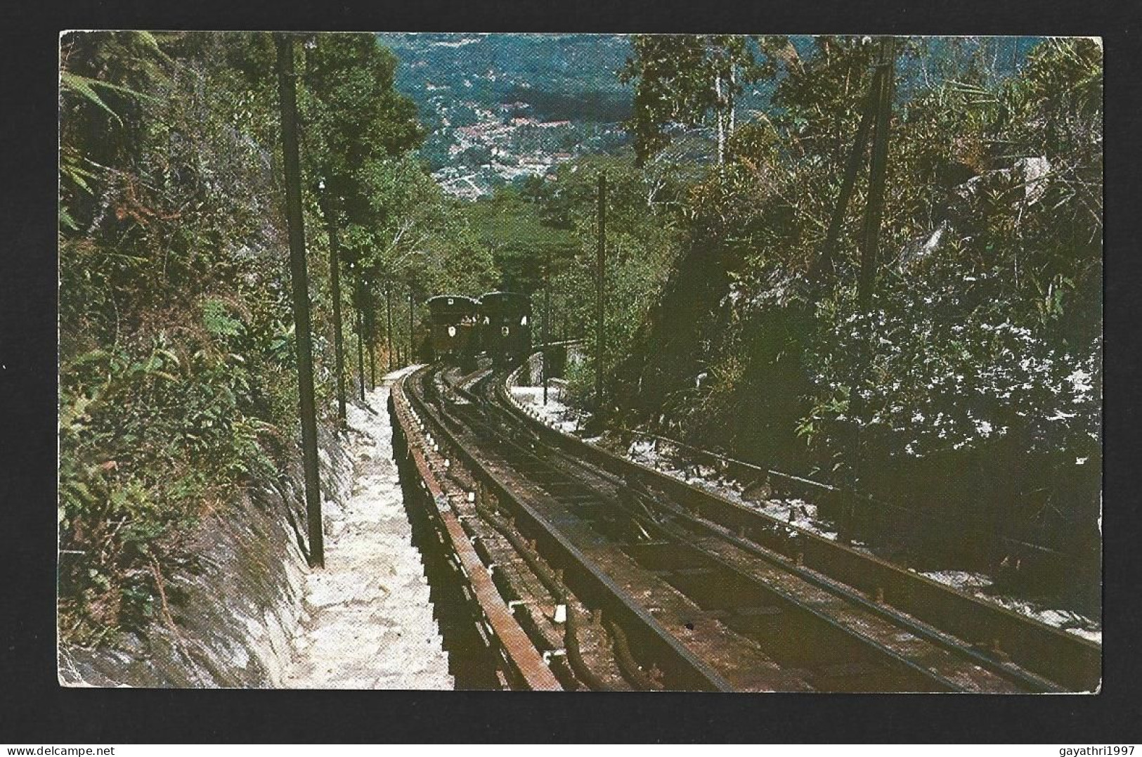 Malaya Penang Hill Railway Picture Post Card With Stamp Used From Penang To Singapore (B57) - Federation Of Malaya