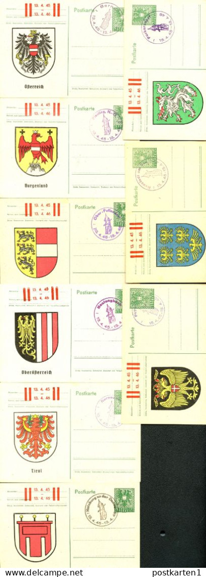 WAPPEN ÖSTERREICH 9 Privat-Postkarten PP151 1 Jahr Befreiung Wien Sost. 1946 - Covers