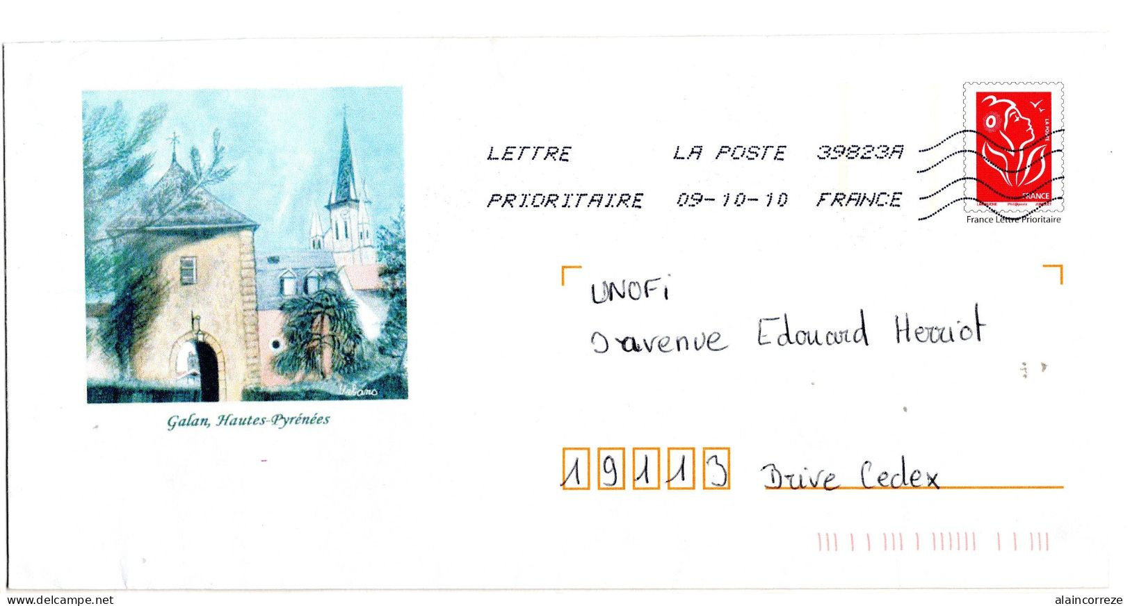 Entier Postal PAP Local Personnalisé Hautes Pyrénées Galan Aquarelle Vieille Porte De La Ville église - PAP: Aufdrucke/Beaujard