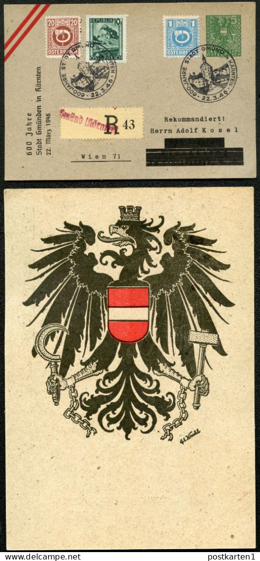 WAPPEN GMÜND Österreich Privat-Postkarte PP151 600 Jahre 1946 - Covers