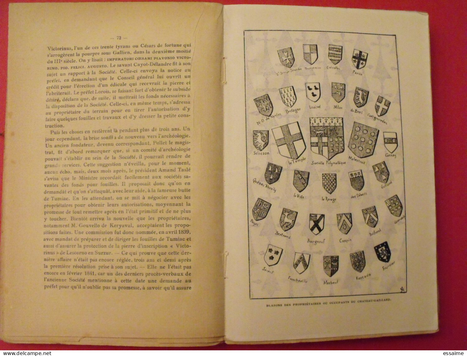 centenaire de la société polymathique du Morbihan 1826-1926. Lafolye , Vannes, 1927