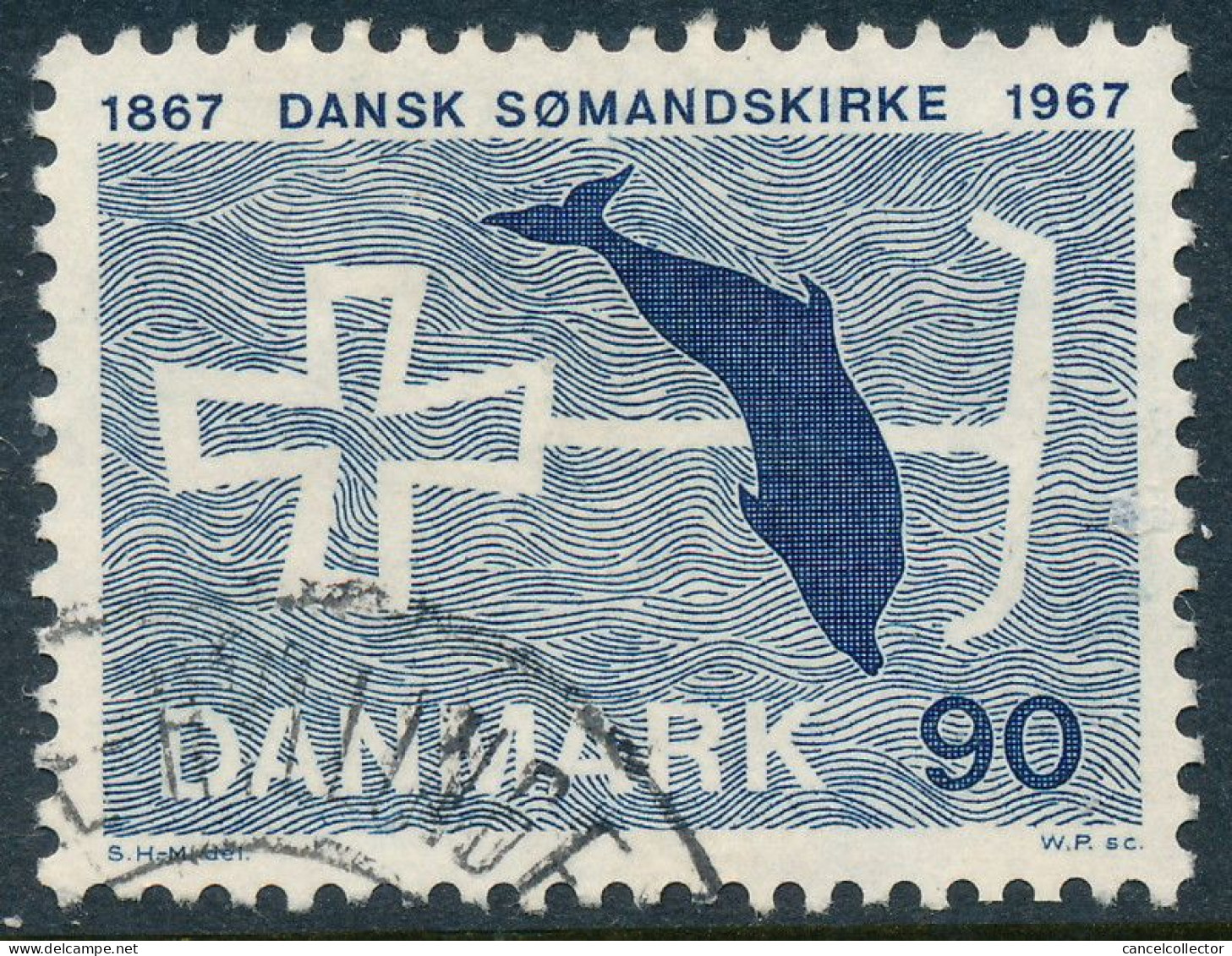 Denmark Danemark Danmark 1967: 90ø Blue Danish Maritime Church, VF Used, AFA 468 (DCDK00514) - Gebraucht