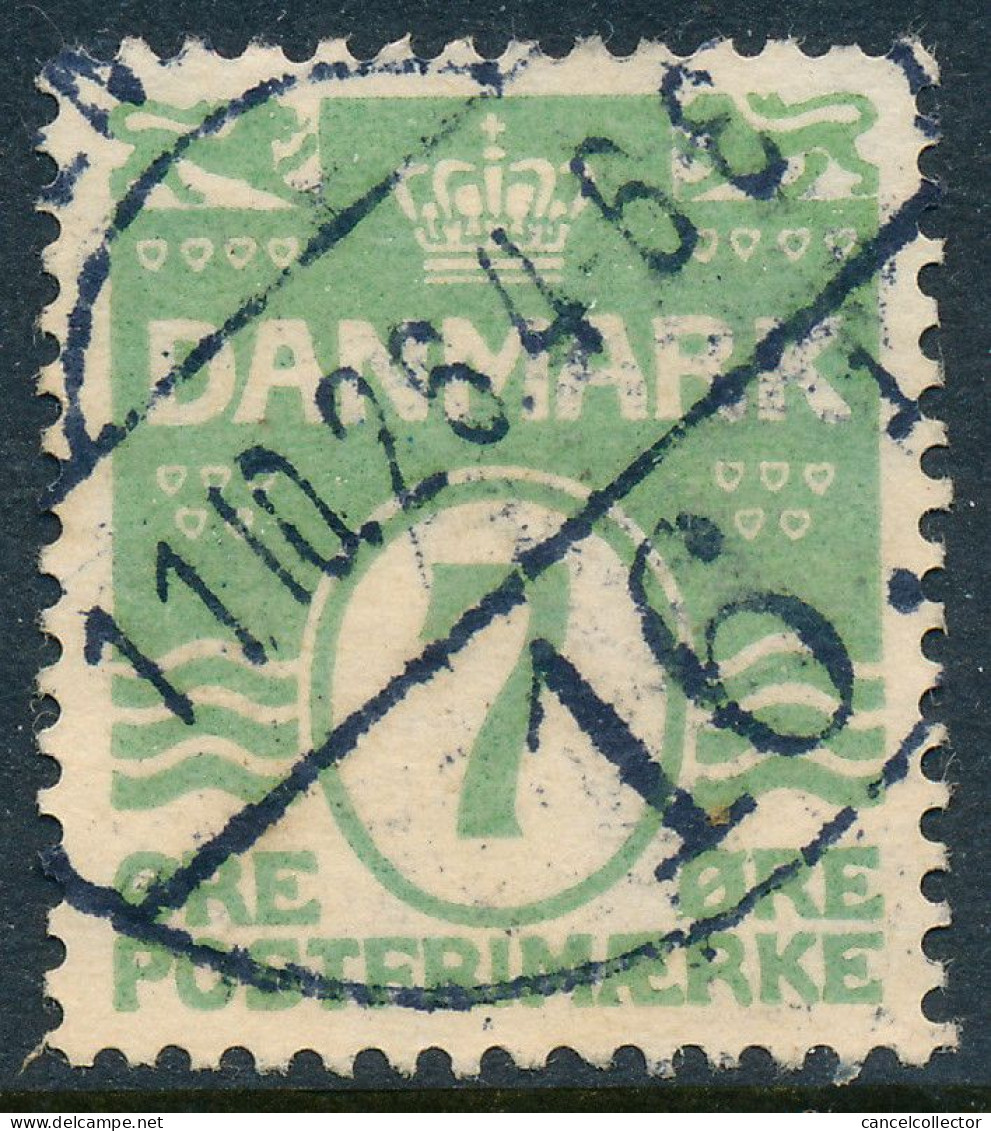 Denmark Danemark Danmark 1926: 7ø Pale Green Wavy Lines, F-VF Used, AFA 167 (DCDK00515) - Gebraucht