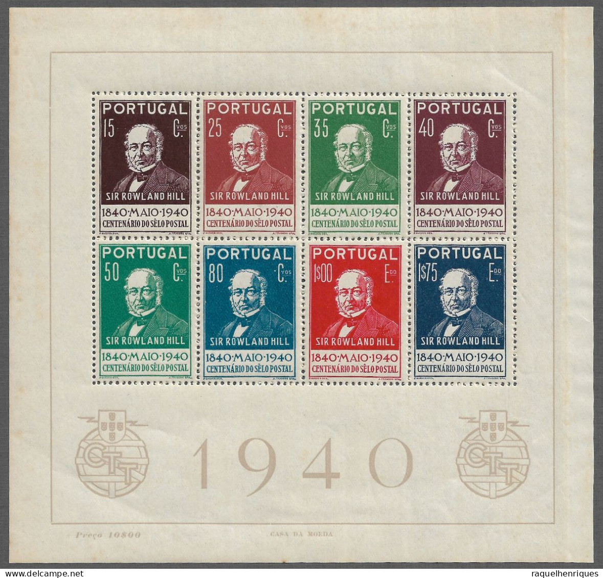 PORTUGAL STAMP - 1940 100th An. Of The Worlds First Postage Stamp MINISHEET MNH (NP#67-P38) - Neufs