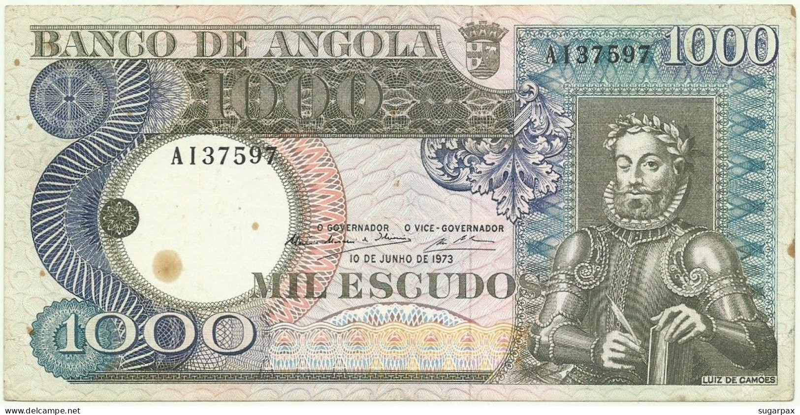 Angola - 1000 Escudos - 10.6.1973 - Pick: 108 - Serie AI - Luiz De Camões - PORTUGAL - 1.000 - Angola