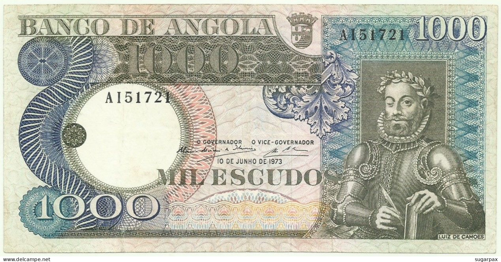 Angola - 1000 Escudos - 10.6.1973 - Pick: 108 - Serie AI - Luiz De Camões - PORTUGAL - 1.000 - Angola