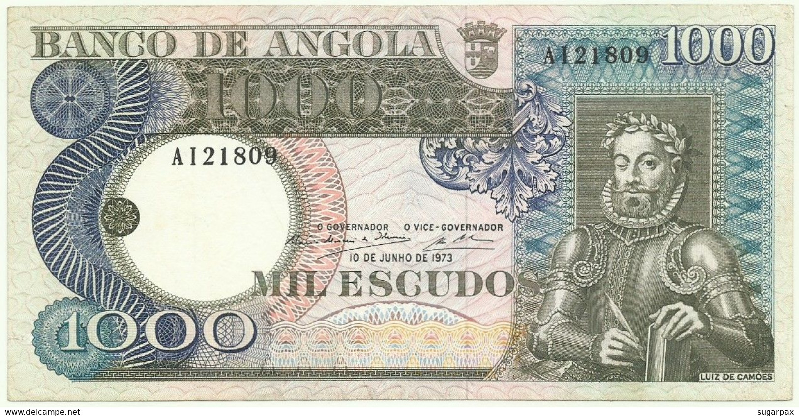 Angola - 1000 Escudos - 10.6.1973 - Pick: 108 - Serie AI - Luiz De Camões - PORTUGAL - 1.000 - Angola