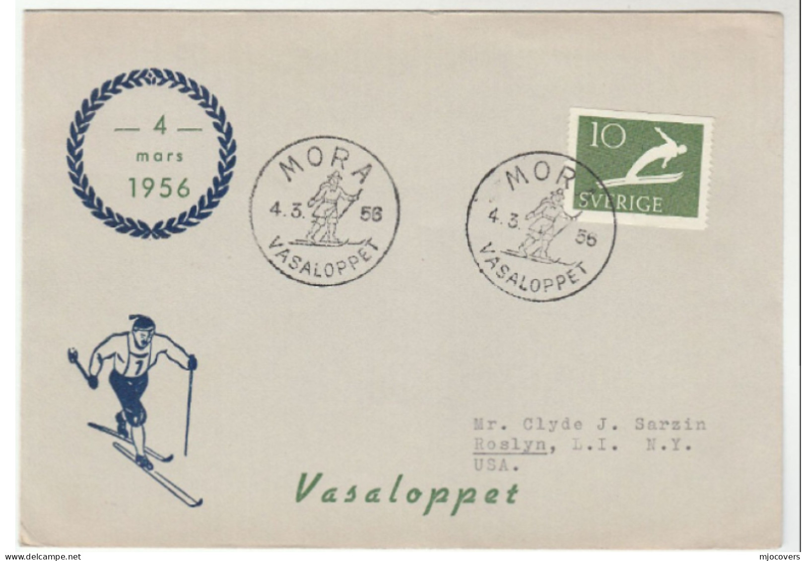 1956 Mora SWEDEN SKI RACE Event COVER Cross Country Skiing Stamps Sport - Storia Postale