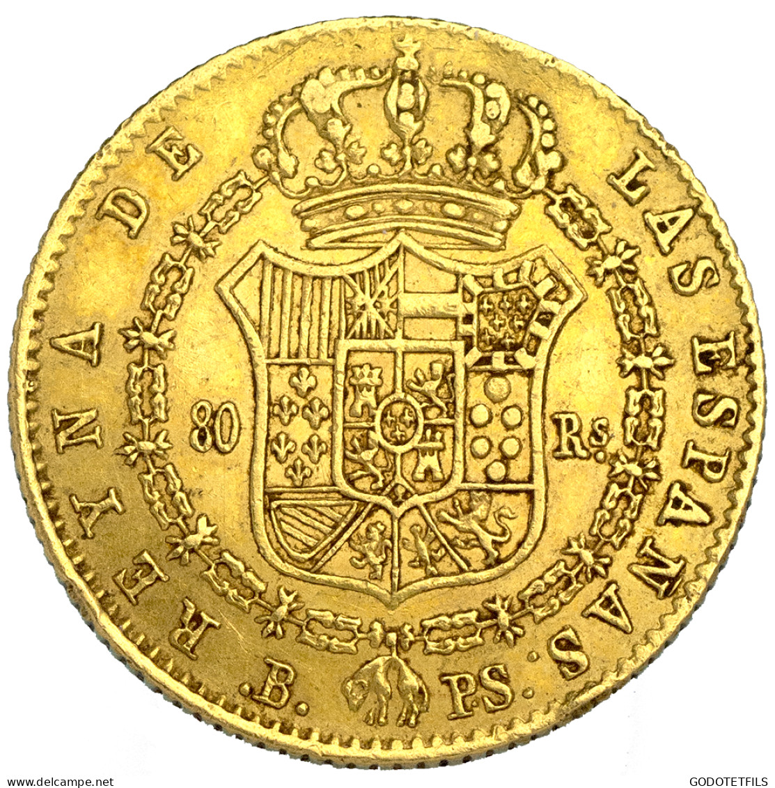 Espagne - 80 Reales Isabelle II 1844 Barcelone - Otros & Sin Clasificación
