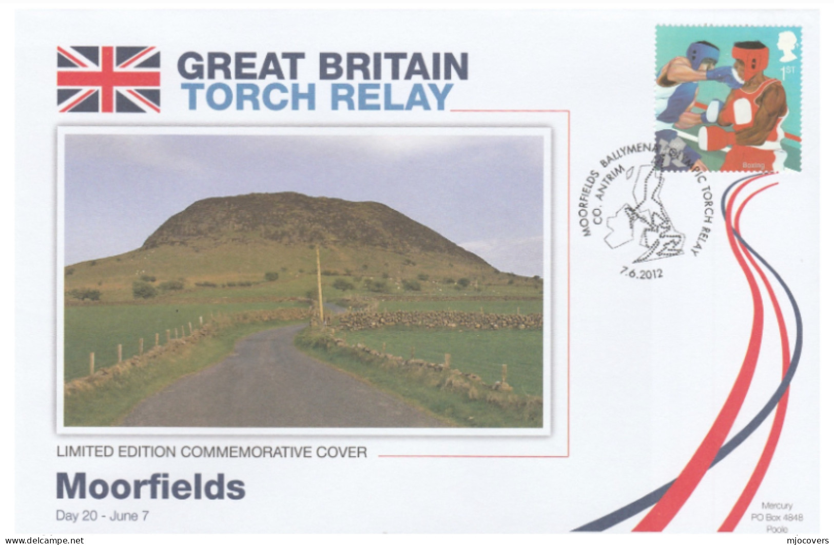 2012 Ltd Edn MOORFIELDS OLYMPICS TORCH Relay COVER London OLYMPIC GAMES Northern Ireland  BOXING Sport  Stamps GB - Sommer 2012: London