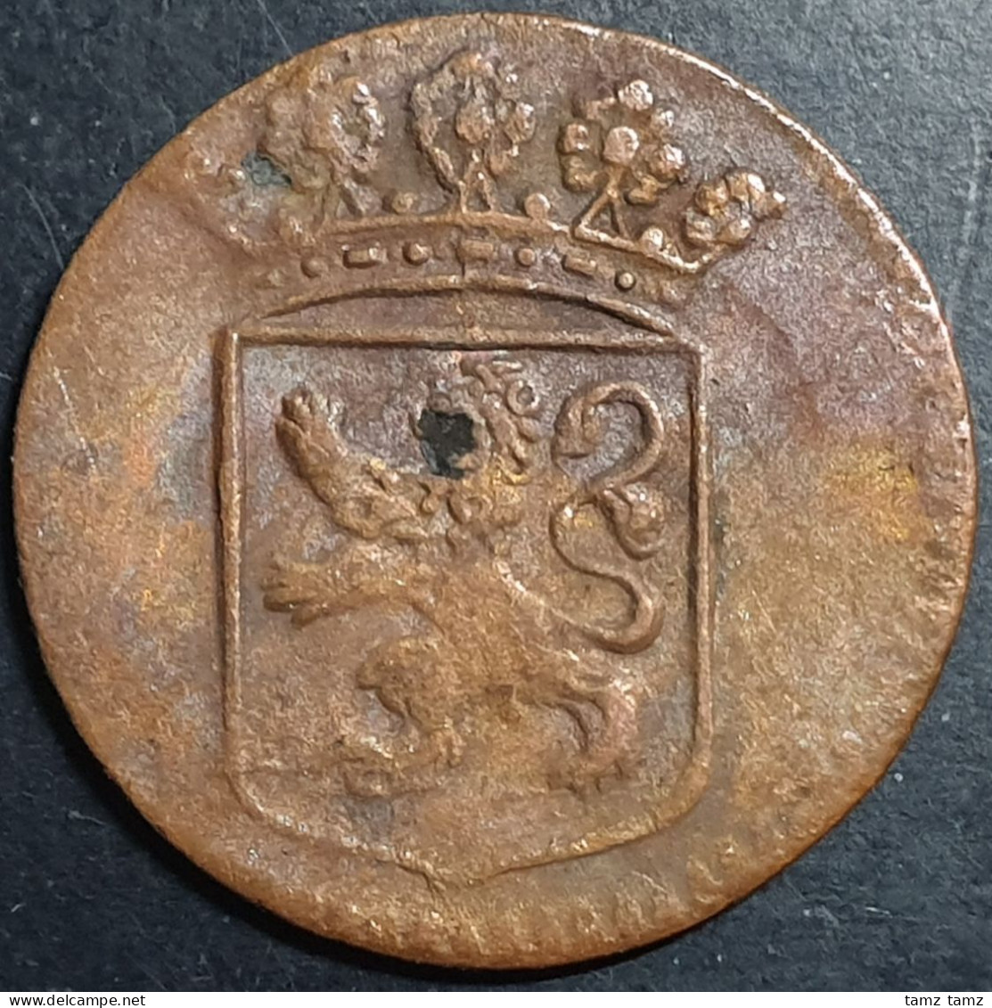 Netherlands East Indies VOC Holland Indonesia 1 One Duit 1751 Rosette Mintmark - Indonesië