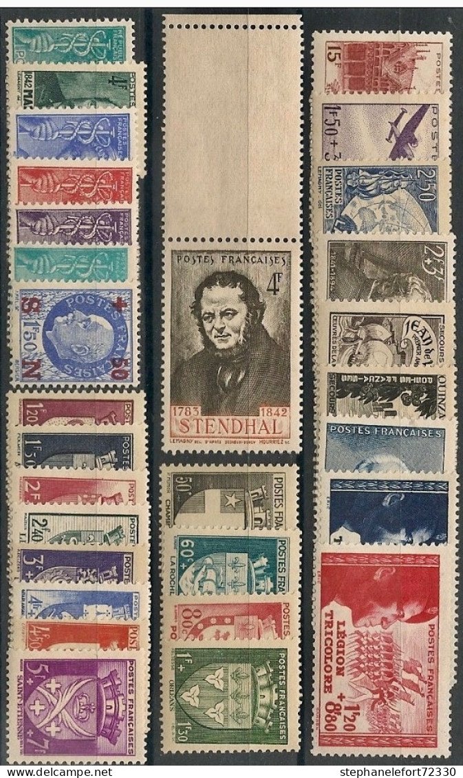 FRANCE - 1942 - ANNEE COMPLETE  - NEUFS  **   - Sans Charnière - 1940-1949