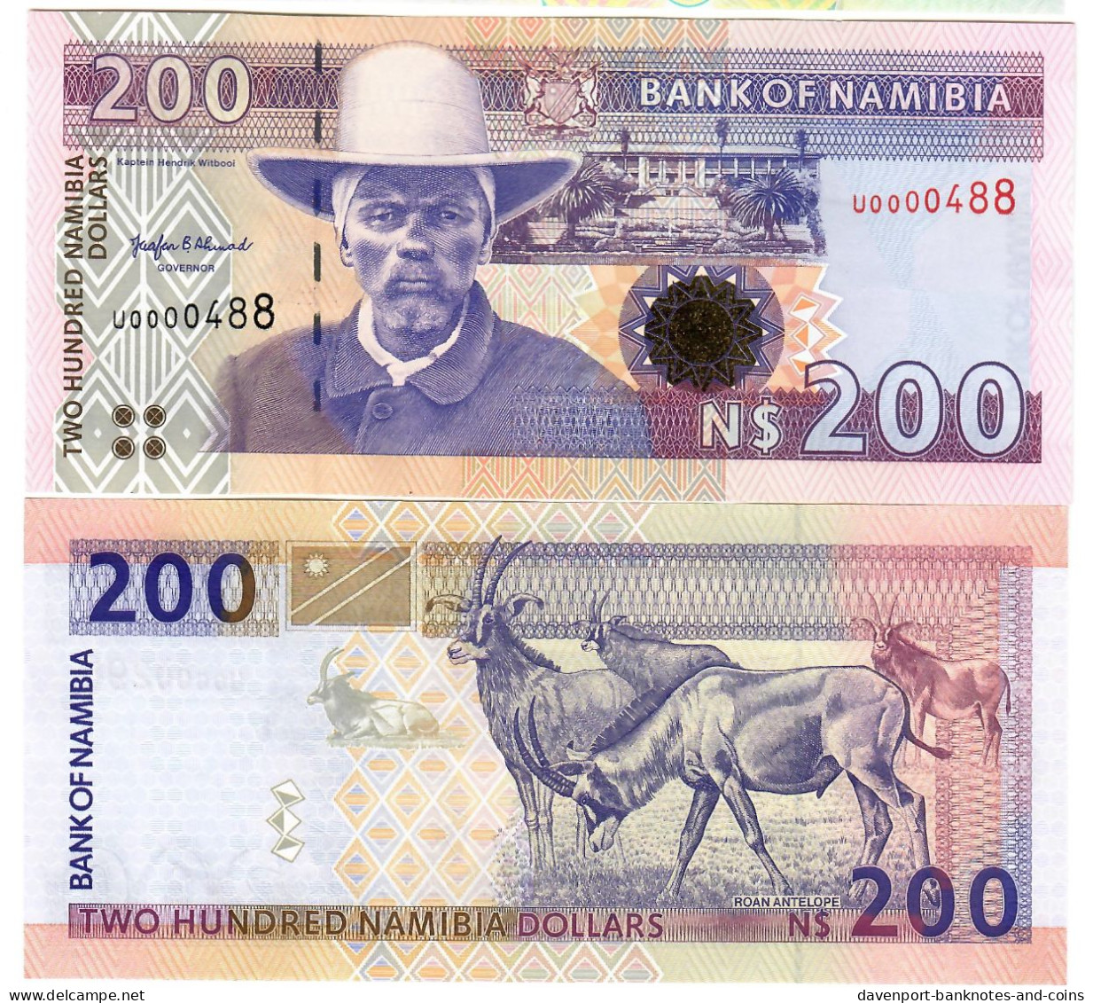 Namibia 10x 200 Dollars 1996 UNC "Ahmad" Sig 2. LOW Numbers! - Namibie