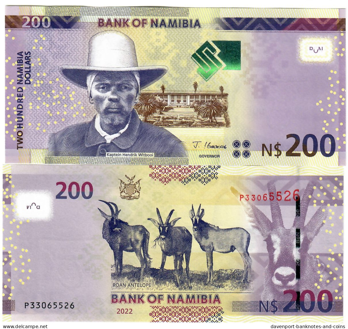 Namibia 10x 200 Dollars 2022 UNC "!Gawaxab" - Namibië