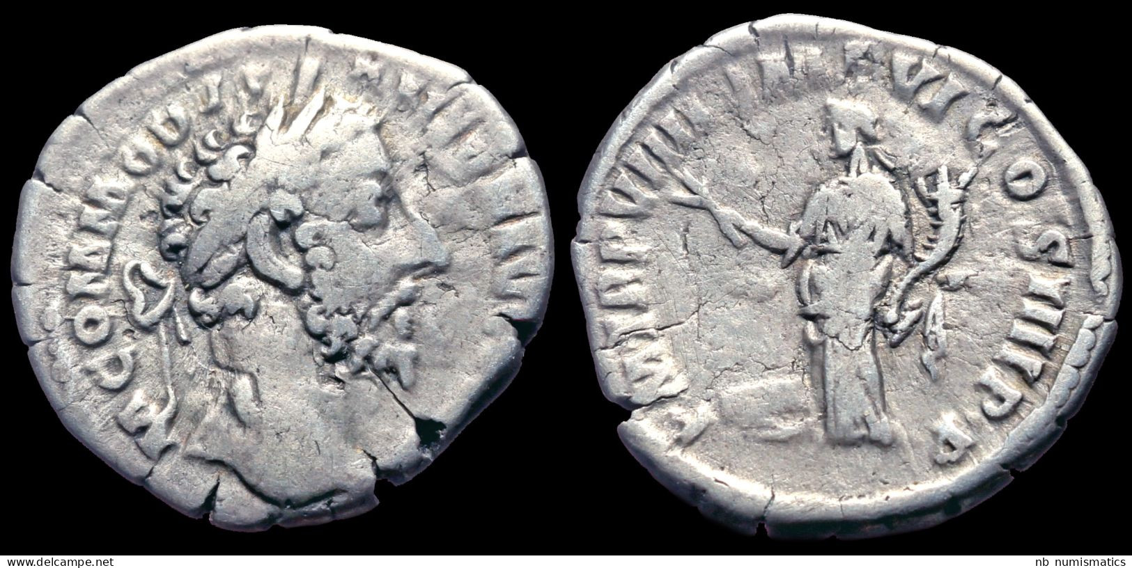 Commodus AR Denarius Felicitas Standing Left - La Dinastía Antonina (96 / 192)