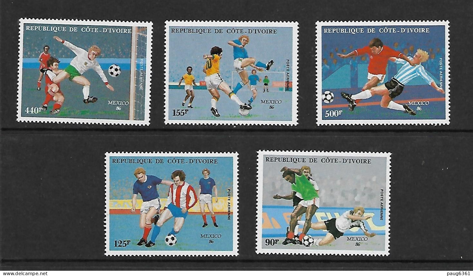 COTE D'IVOIRE 1986  FOOTBALL  YVERT N°PA108/112 NEUF MNH** - 1986 – Mexico