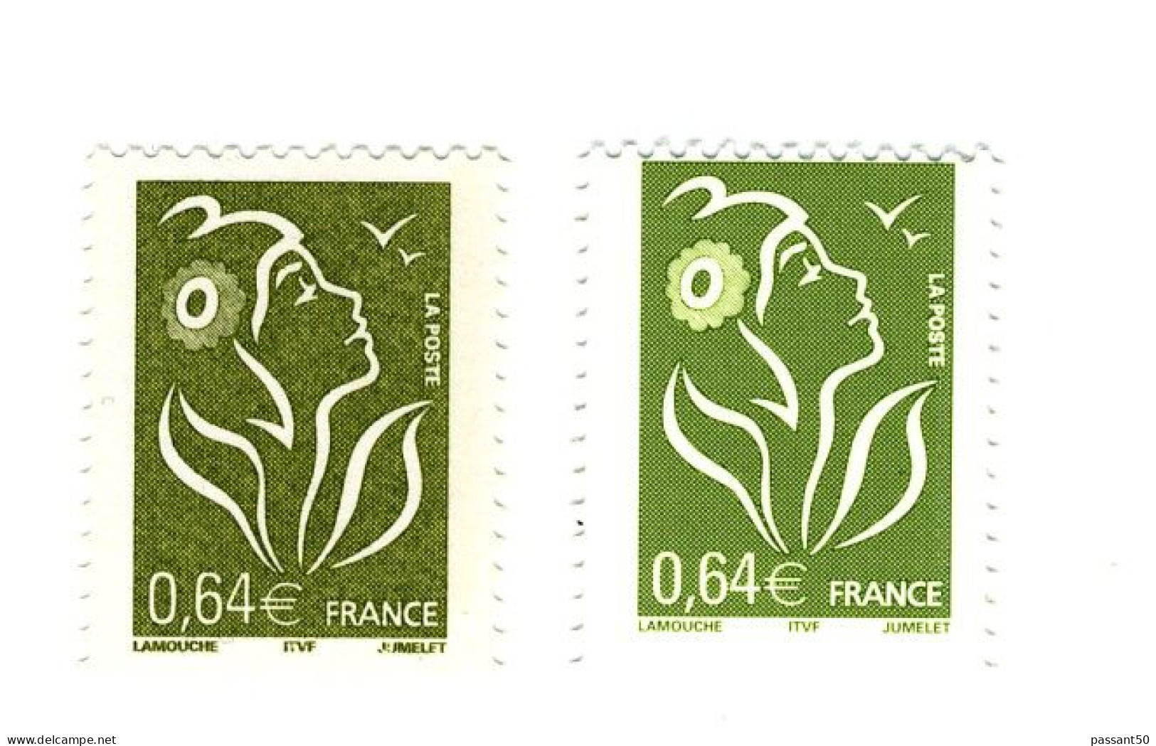 Lamouche 0.64€ Paire YT 3756 + 3756a Type I + Type II Piquage Décalé. Voir Scan. Cote YT > 12 € Maury 3742I + II > 14 €. - Unused Stamps