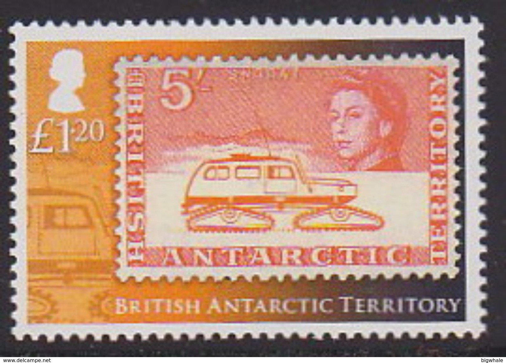 British Antarctic Stamp On Stamp Snowmobile MNH 1V - Ongebruikt