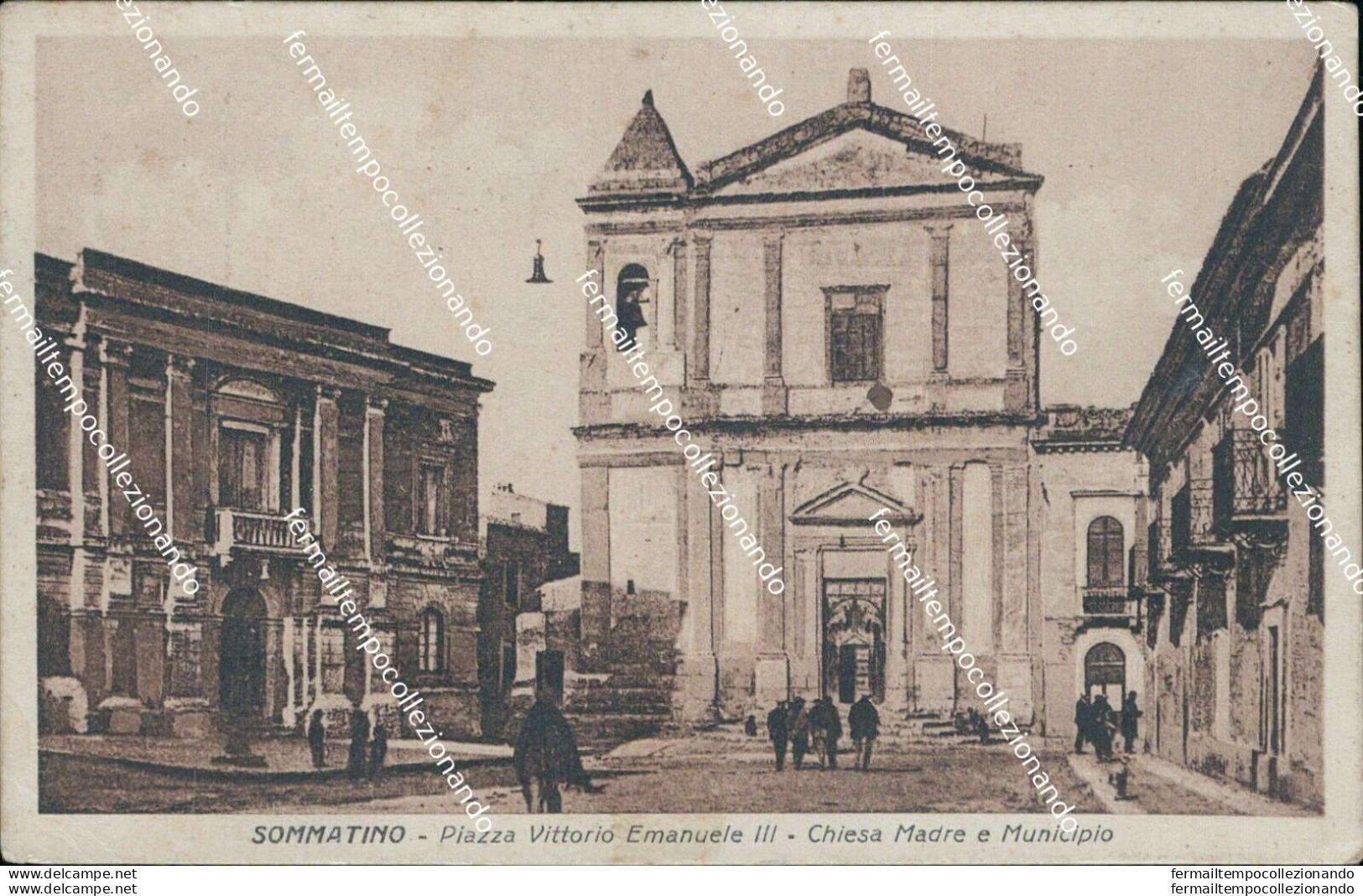 Cf343 Cartolina Sommatino Piazza Vittorio Emanuele III Caltanissetta 1939 - Caltanissetta